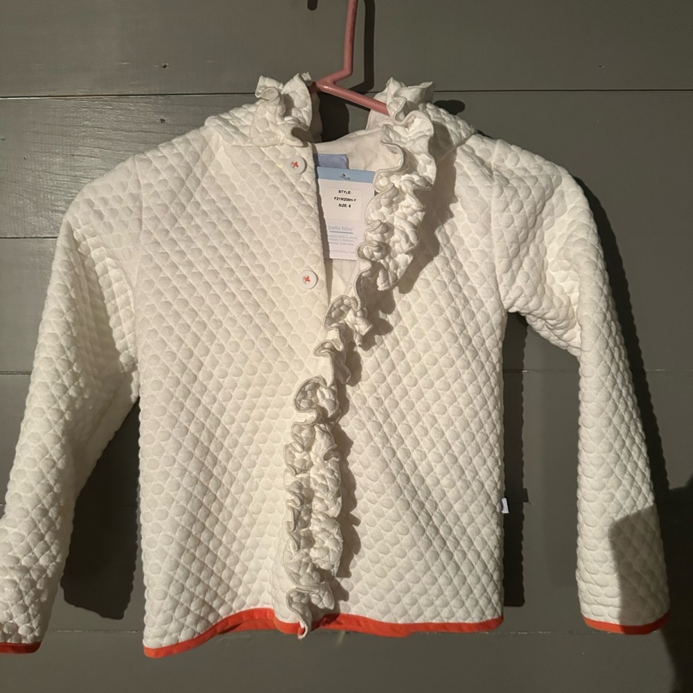 Bella Bliss White Quilted Jacket with Chicken Hood NWT